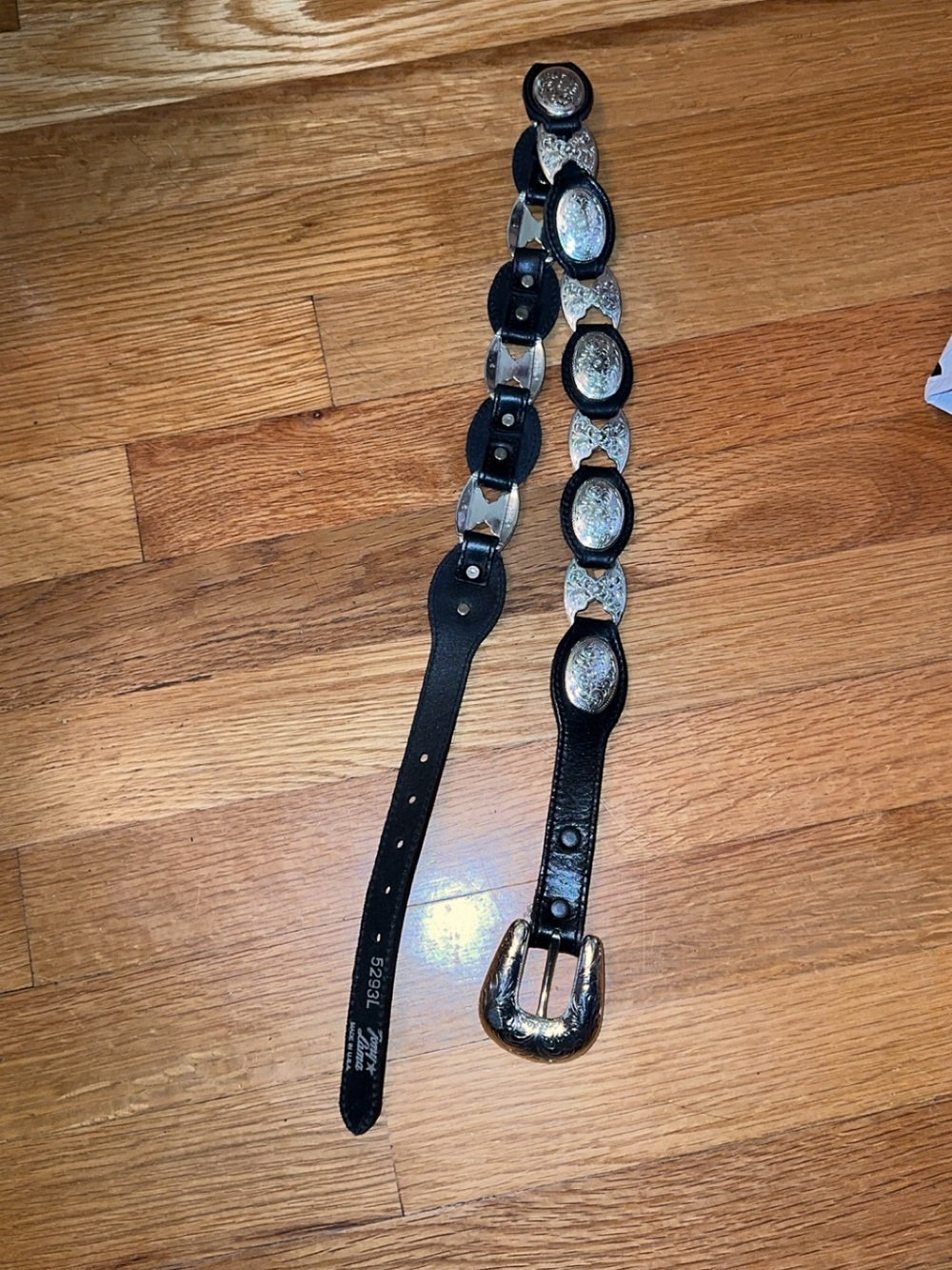 Vintage Tony Lama Black Leather Conch Belt Size 32 USA 5293L Western 1996